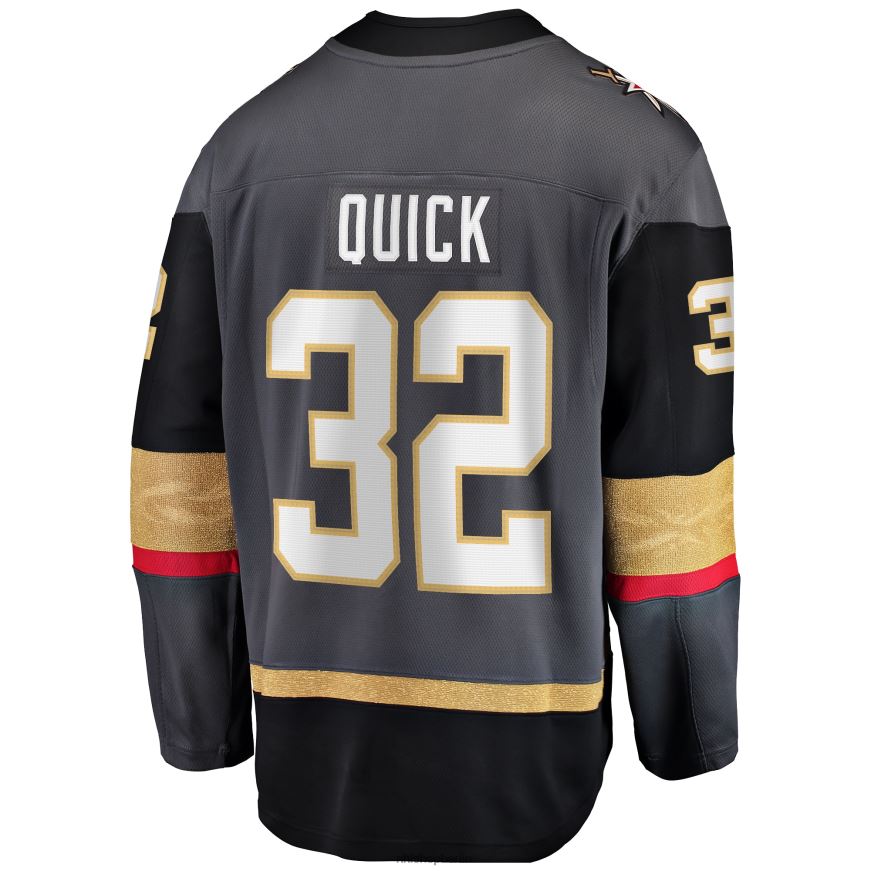 Männer NHL Graues Breakaway-Heimtrikot der Vegas Golden Knights mit Jonathan Quick Fanatics-Logo Kleidung BF680T603