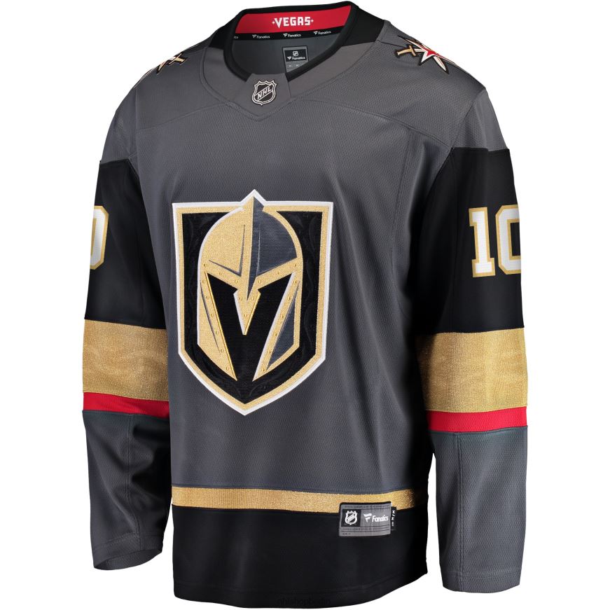 Männer NHL Graues Heim-Ausreißer-Spielertrikot der Vegas Golden Knights mit Nicolas-Roy-Fanatiker-Logo Kleidung BF680T1676