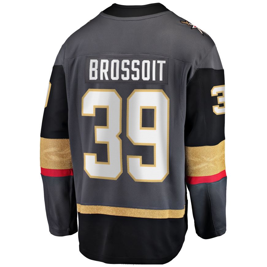 Männer NHL Graues Home-Breakaway-Spielertrikot der Vegas Golden Knights mit Laurent Brossoit Fanatics-Logo Kleidung BF680T1927