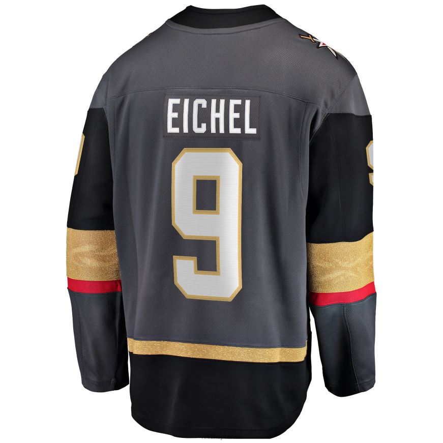 Männer NHL Graues alternatives Breakaway-Spielertrikot der Vegas Golden Knights mit Fanatics-Logo von Jack Eichel Kleidung BF680T414