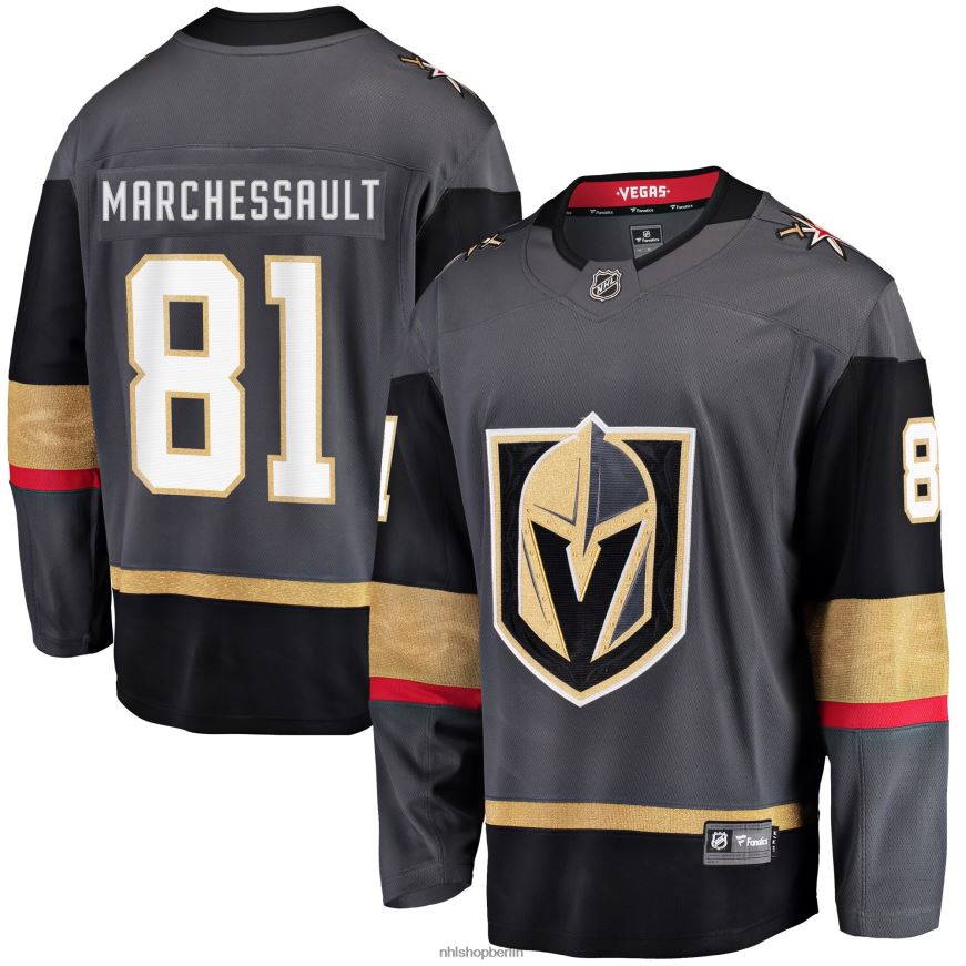 Männer NHL Graues alternatives Breakaway-Spielertrikot der Vegas Golden Knights mit Jonathan Marchessault Fanatics-Logo Kleidung BF680T981