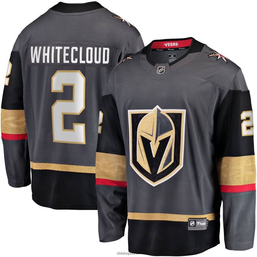 Männer NHL Graues alternatives Breakaway-Trikot der Vegas Golden Knights mit Zach Whitecloud Fanatics-Logo Kleidung BF680T690