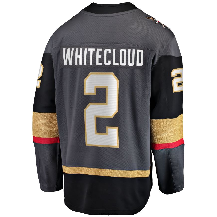 Männer NHL Graues alternatives Breakaway-Trikot der Vegas Golden Knights mit Zach Whitecloud Fanatics-Logo Kleidung BF680T690