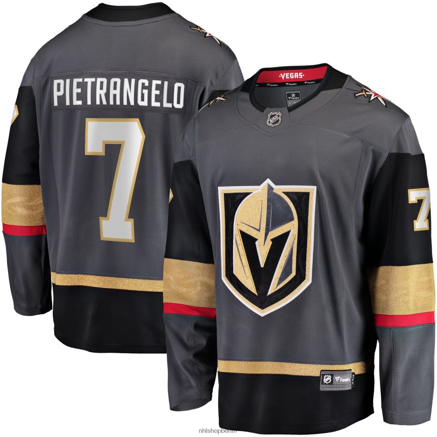 Männer NHL Graues alternatives Premier-Breakaway-Spielertrikot der Vegas Golden Knights mit Fanatics-Logo von Alex Pietrangelo Kleidung BF680T617