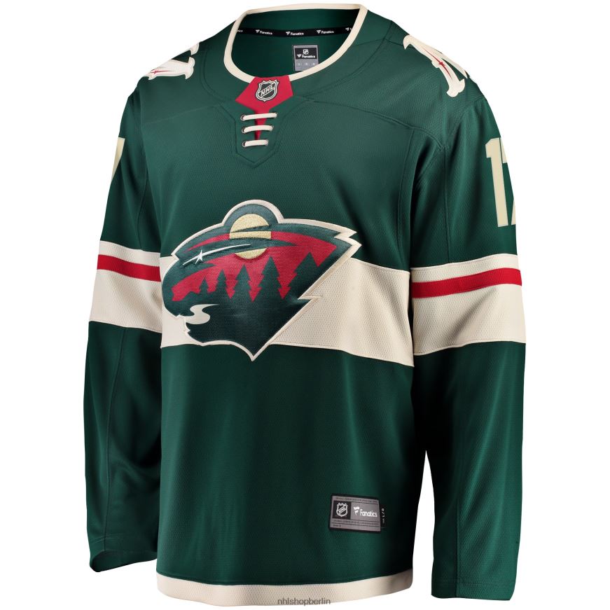 Männer NHL Grünes Breakaway-Trikot mit Fanatics-Logo von Minnesota Wild Marcus Foligno Kleidung BF680T472