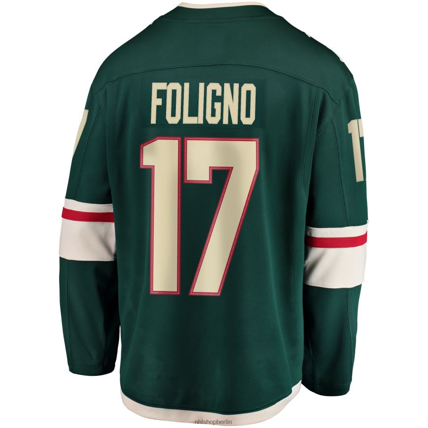 Männer NHL Grünes Breakaway-Trikot mit Fanatics-Logo von Minnesota Wild Marcus Foligno Kleidung BF680T472