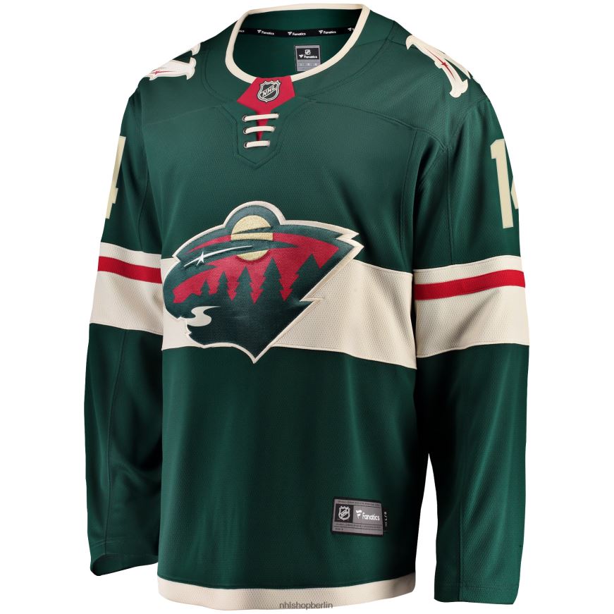 Männer NHL Grünes Breakaway-Trikot mit Minnesota-Wild-Joel-Eriksson-EK-Fanatiker-Logo Kleidung BF680T769