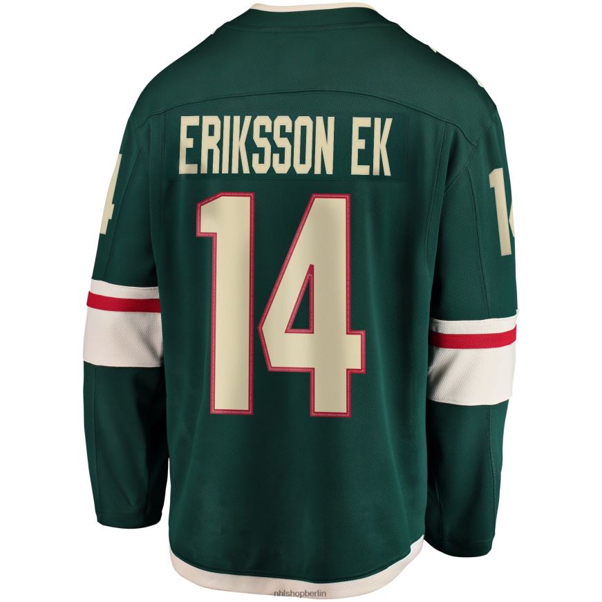 Männer NHL Grünes Breakaway-Trikot mit Minnesota-Wild-Joel-Eriksson-EK-Fanatiker-Logo Kleidung BF680T769