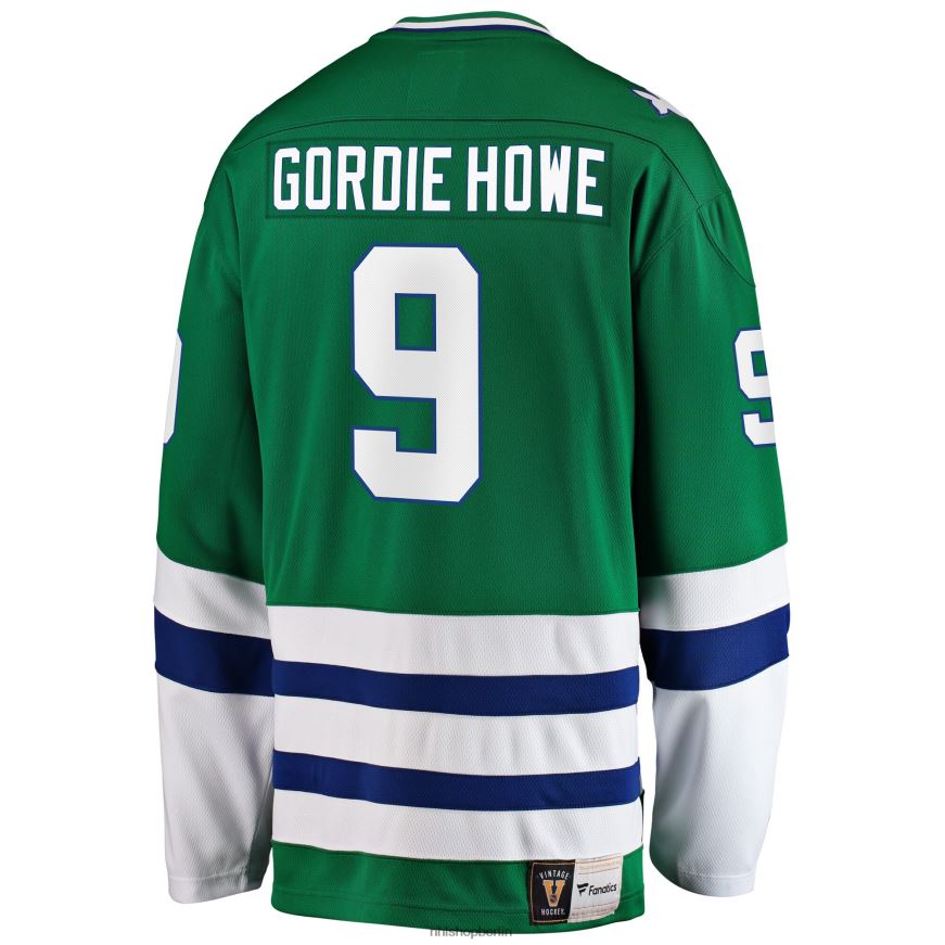 Männer NHL Hartford Whalers Gordie Howe Fanatics gebrandetes grünes Premier Breakaway-Spielertrikot im Ruhestand Kleidung BF680T308