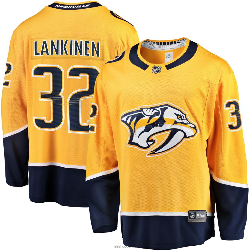 Männer NHL Kevin Lankinens Fanatics-Heimtrikot der Nashville Predators in Gold Kleidung BF680T1866