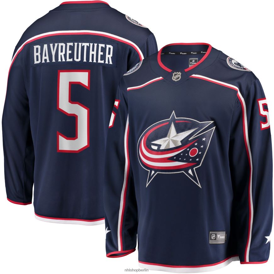 Männer NHL Kolumbus Blue Jackets Gavin Bayreuther Fanatics-Heimtrikot für Ausreißer in Marineblau Kleidung BF680T2301