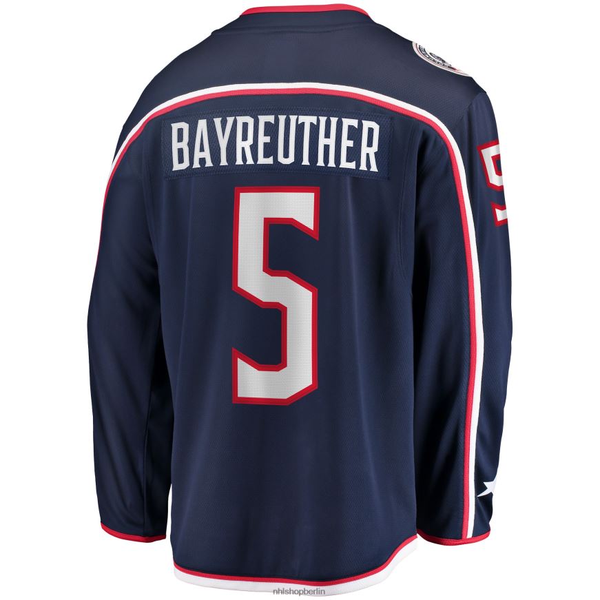 Männer NHL Kolumbus Blue Jackets Gavin Bayreuther Fanatics-Heimtrikot für Ausreißer in Marineblau Kleidung BF680T2301