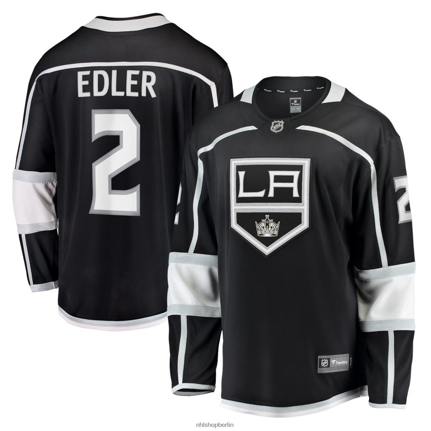 Männer NHL Los Angeles Kings Alexander Edler-Fanatiker-Heimtrikot mit Fanatics-Logo in Schwarz Kleidung BF680T2417