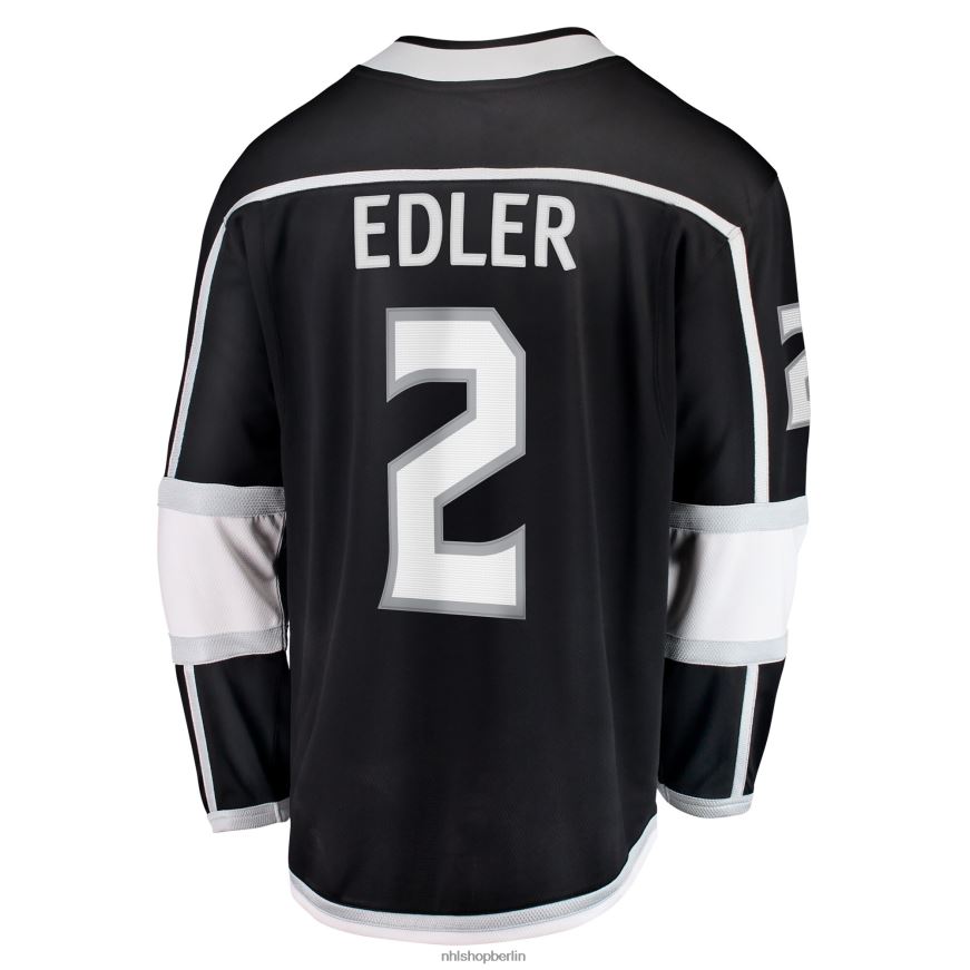 Männer NHL Los Angeles Kings Alexander Edler-Fanatiker-Heimtrikot mit Fanatics-Logo in Schwarz Kleidung BF680T2417