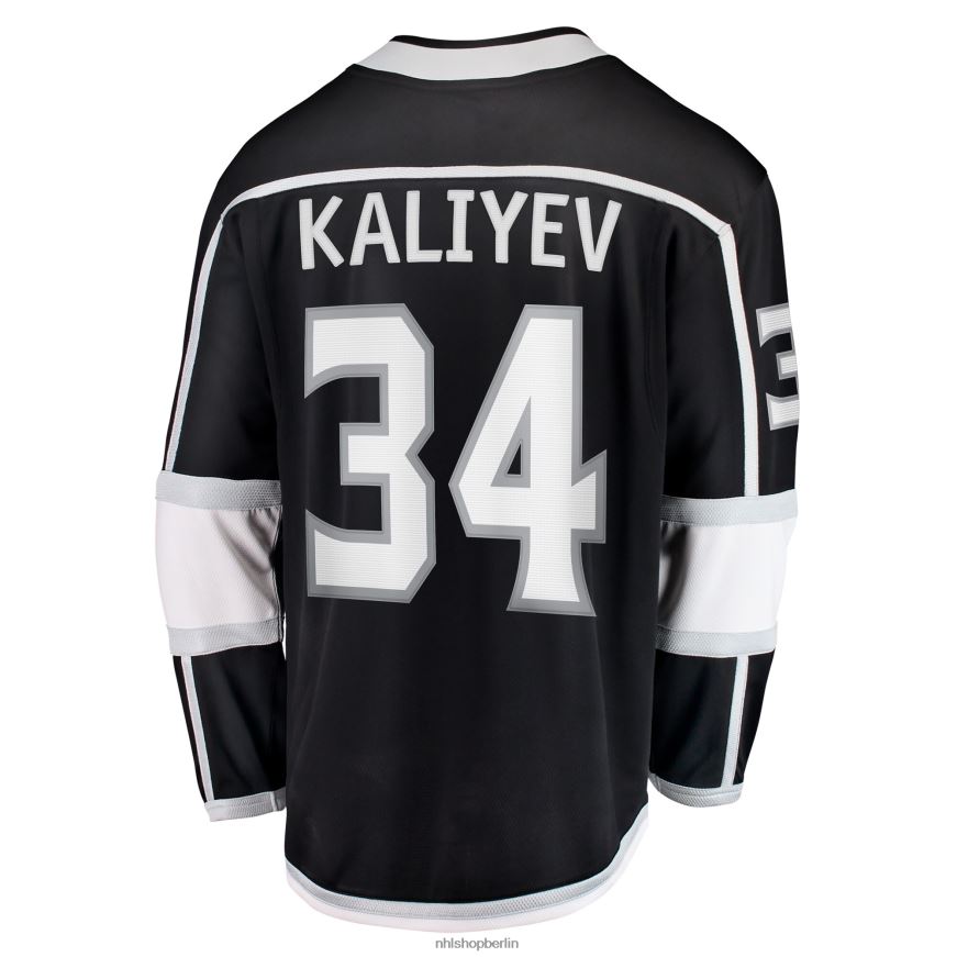 Männer NHL Los Angeles Kings Arthur Kaliyev Fanatics-gebrandetes schwarzes Heimtrikot für Ausreißer Kleidung BF680T1454