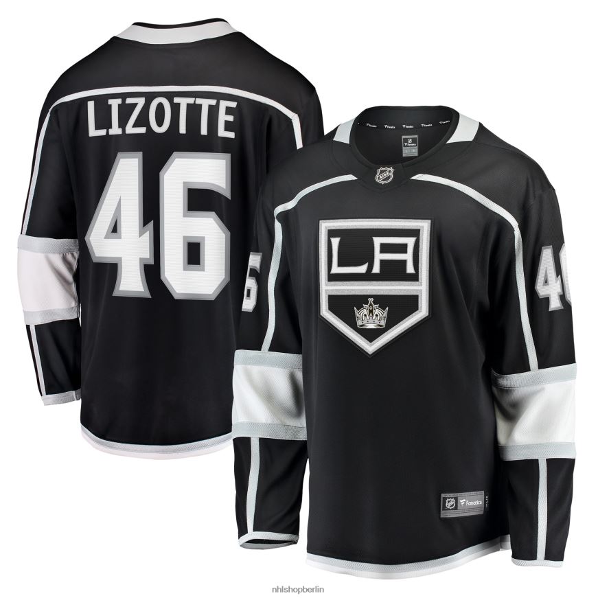 Männer NHL Los Angeles Kings Blake Lizotte Fanatics-Heimtrikot mit Fanatics-Logo in Schwarz Kleidung BF680T1489