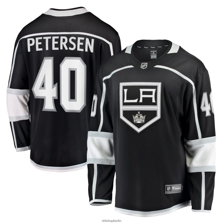 Männer NHL Los Angeles Kings Cal Petersen Fanatics-gebrandetes schwarzes Home-Breakaway-Spielertrikot Kleidung BF680T1671