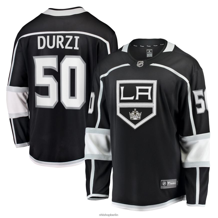 Männer NHL Los Angeles Kings Sean Durzi Fanatics-gebrandetes schwarzes Heim-Ausreißer-Spielertrikot Kleidung BF680T1135