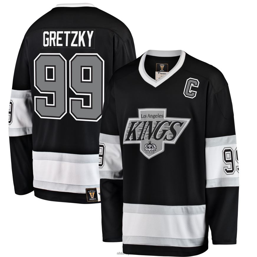 Männer NHL Los Angeles Kings Wayne Gretzky Fanatics gebrandetes schwarzes Premier Breakaway-Spielertrikot im Ruhestand Kleidung BF680T42