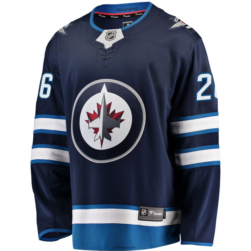 Männer NHL Marineblaues Breakaway-Replika-Trikot der Winnipeg Jets mit Blake Wheeler Fanatics-Logo Kleidung BF680T1519