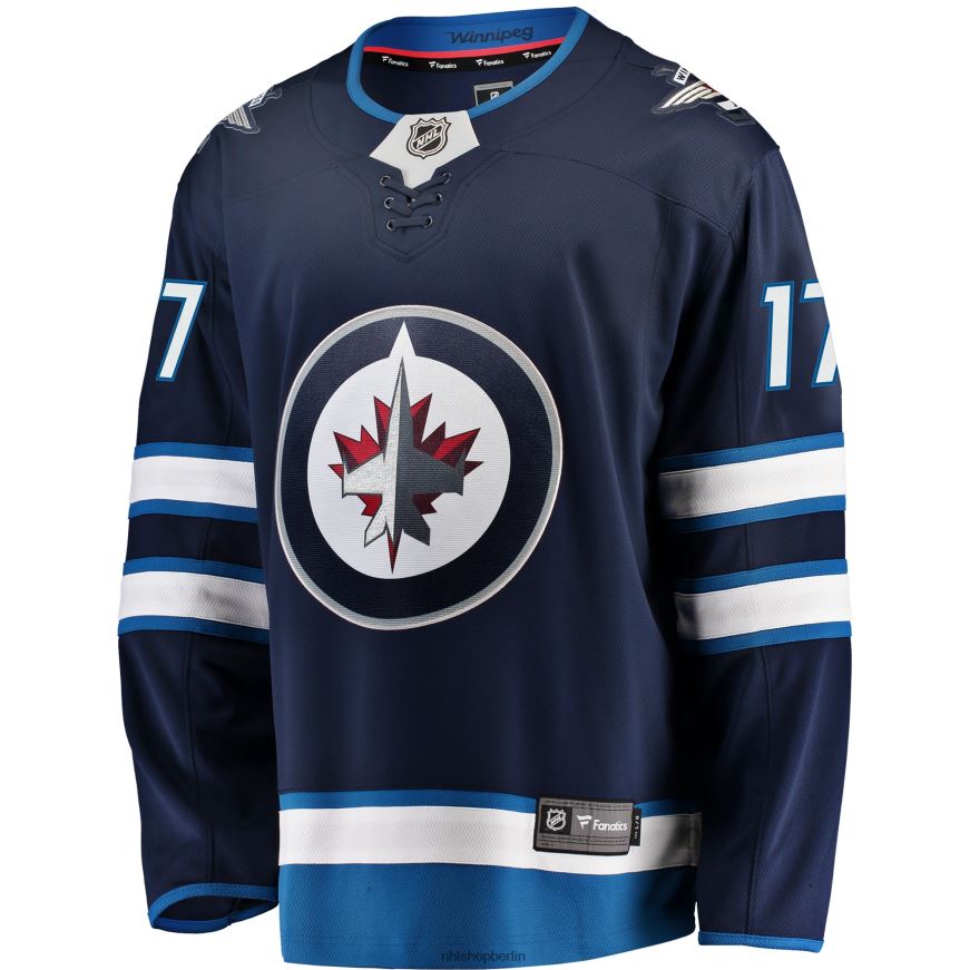 Männer NHL Marineblaues Breakaway-Replika-Trikot der Winnipeg Jets mit Fanatics-Logo von Adam Lowry Kleidung BF680T1541