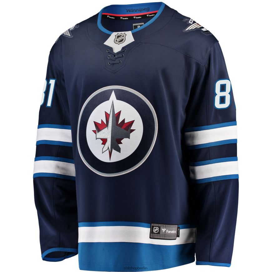 Männer NHL Marineblaues Breakaway-Replika-Trikot der Winnipeg Jets mit Kyle Connor Fanatics-Logo Kleidung BF680T1621