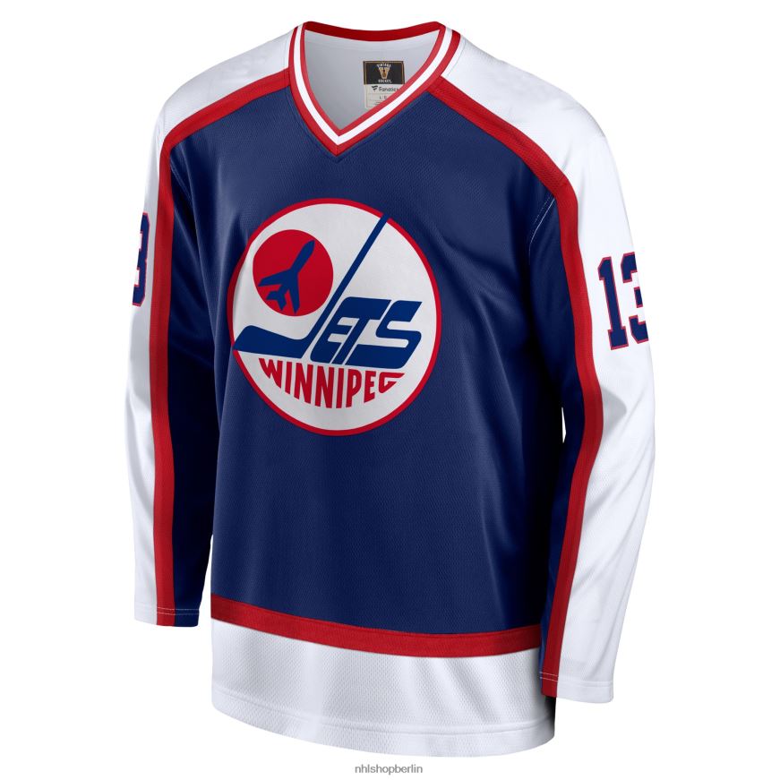 Männer NHL Marineblaues Breakaway-Spielertrikot der Winnipeg Jets Teemu Selanne mit Fanatics-Logo Kleidung BF680T447