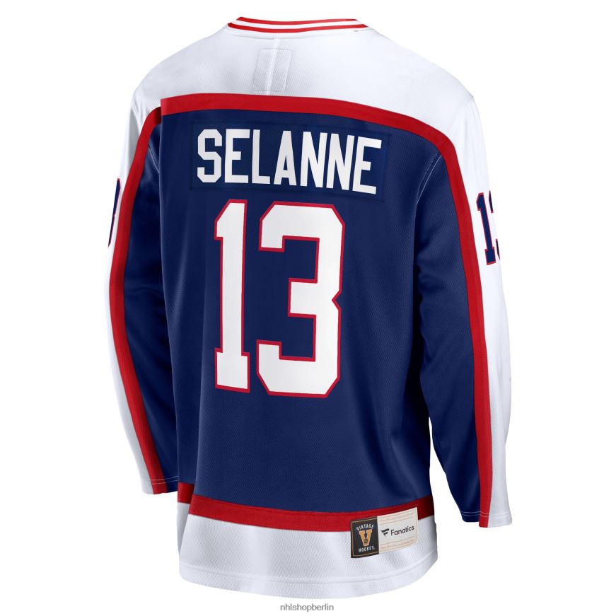 Männer NHL Marineblaues Breakaway-Spielertrikot der Winnipeg Jets Teemu Selanne mit Fanatics-Logo Kleidung BF680T447