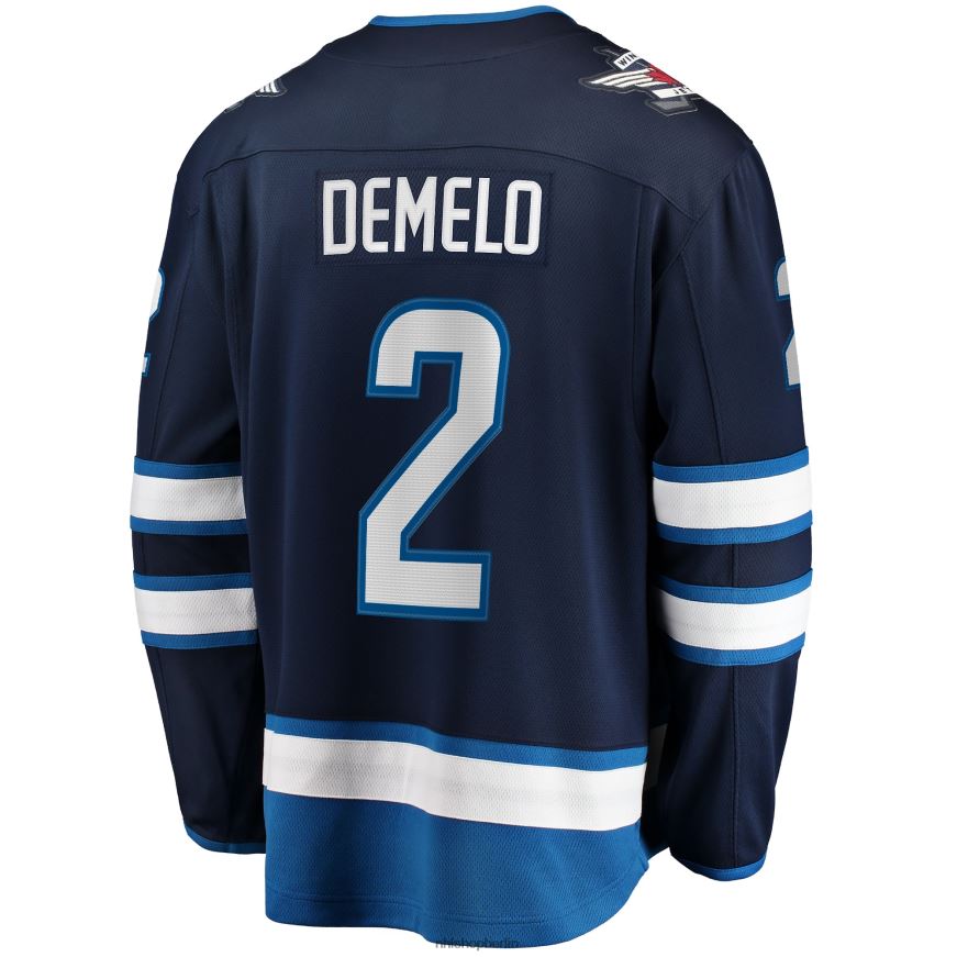 Männer NHL Marineblaues Breakaway-Spielertrikot der Winnipeg Jets mit Dylan Demelo Fanatics-Logo Kleidung BF680T2045