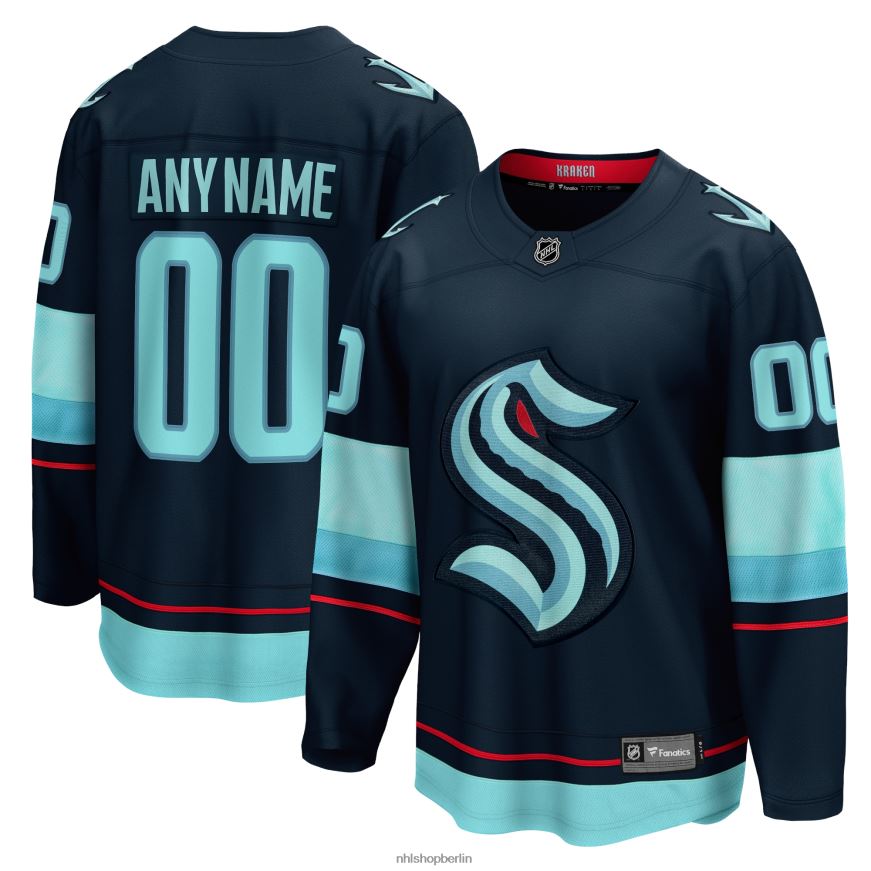 Männer NHL Marineblaues Home-Breakaway-Trikot mit Fanatiker-Logo von Seattle Kraken Kleidung BF680T180