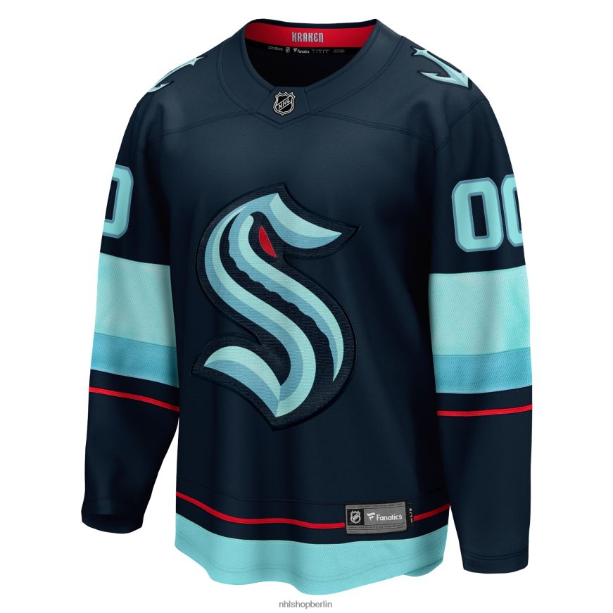 Männer NHL Marineblaues Home-Breakaway-Trikot mit Fanatiker-Logo von Seattle Kraken Kleidung BF680T180