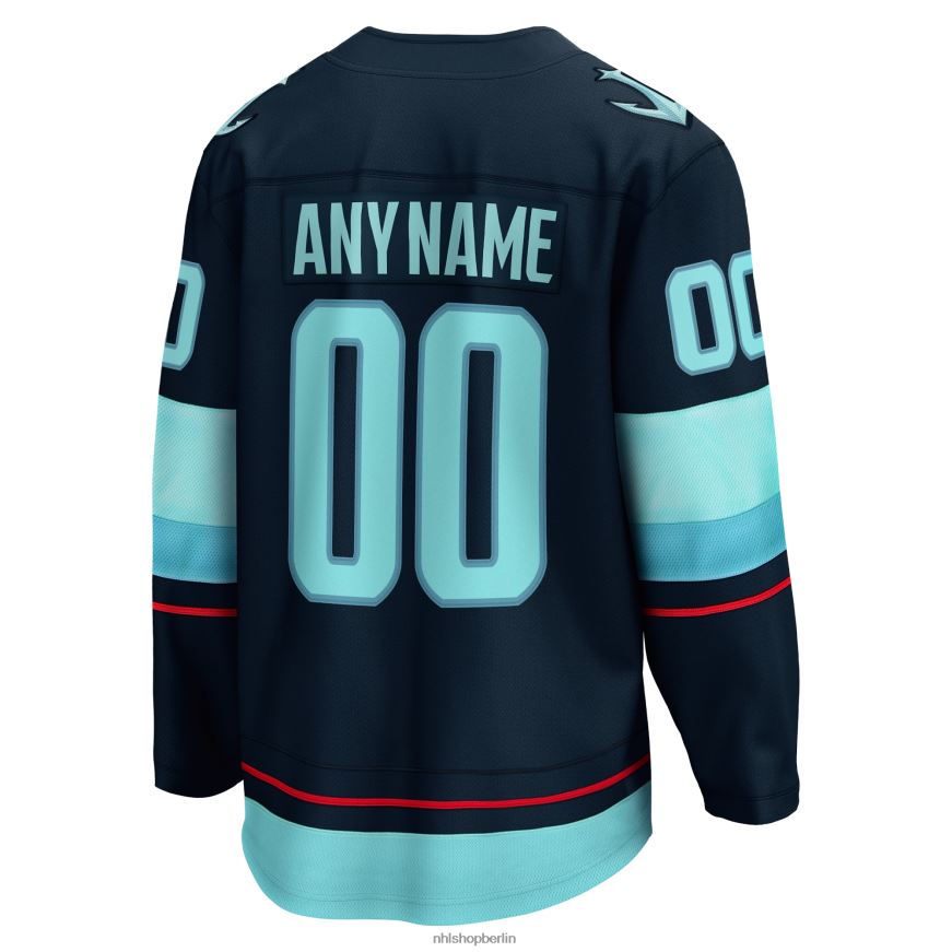 Männer NHL Marineblaues Home-Breakaway-Trikot mit Fanatiker-Logo von Seattle Kraken Kleidung BF680T180