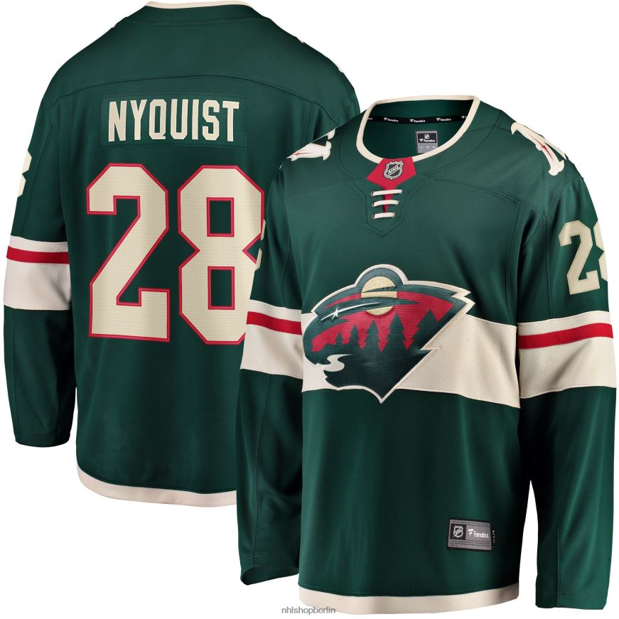 Männer NHL Minnesota Wild Gustav Nyquist Fanatics-gebrandetes grünes Breakaway-Heimtrikot Kleidung BF680T1481