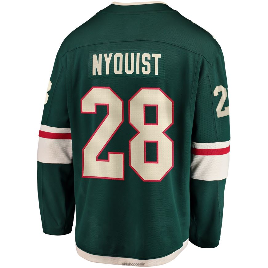 Männer NHL Minnesota Wild Gustav Nyquist Fanatics-gebrandetes grünes Breakaway-Heimtrikot Kleidung BF680T1481