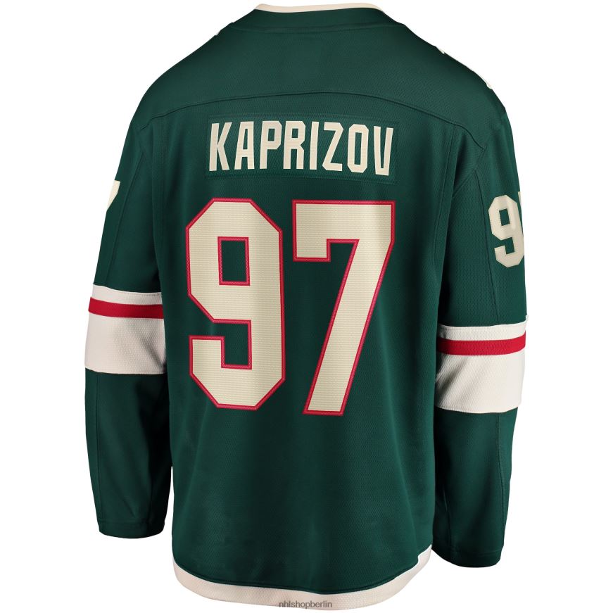 Männer NHL Minnesota Wild Kirill Kaprizov Fanatics-gebrandetes grünes Heim-Breakaway-Replika-Trikot Kleidung BF680T512