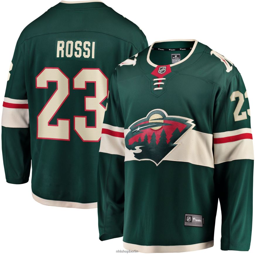 Männer NHL Minnesota Wild Marco Rossi Fanatics-gebrandetes grünes Home-Breakaway-Spielertrikot Kleidung BF680T1831