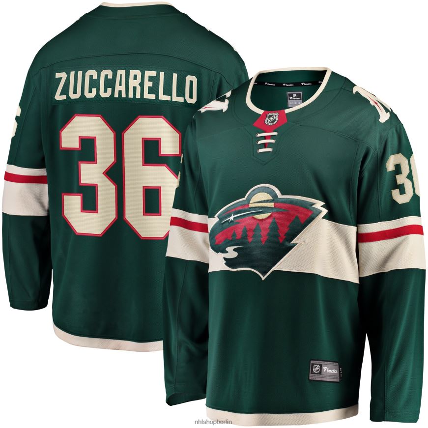 Männer NHL Minnesota Wild Mats Zuccarello Fanatics gebrandetes grünes Breakaway-Spielertrikot in Teamfarbe Kleidung BF680T2164