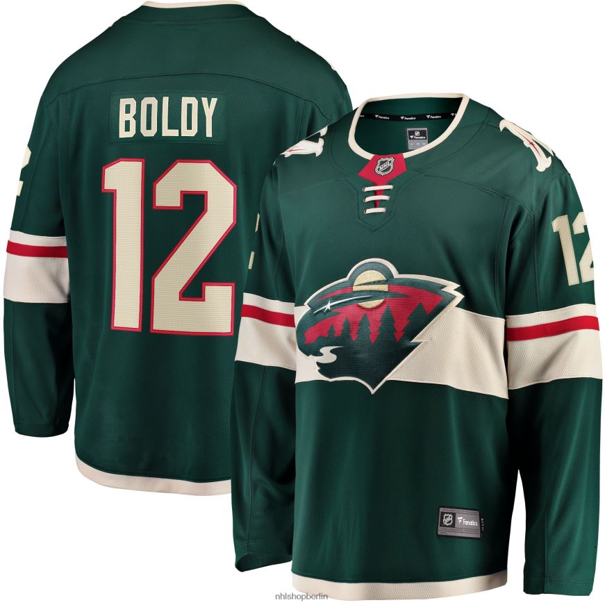 Männer NHL Minnesota Wild Matthew Boldy Fanatics-gebrandetes grünes Home-Breakaway-Spielertrikot Kleidung BF680T86