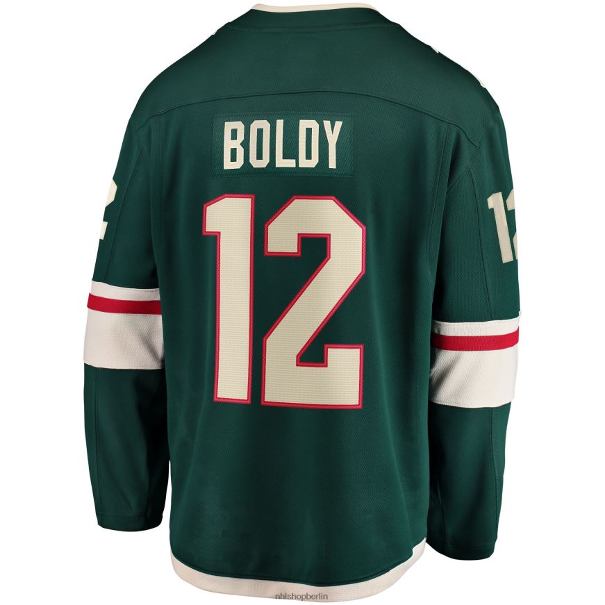 Männer NHL Minnesota Wild Matthew Boldy Fanatics-gebrandetes grünes Home-Breakaway-Spielertrikot Kleidung BF680T86