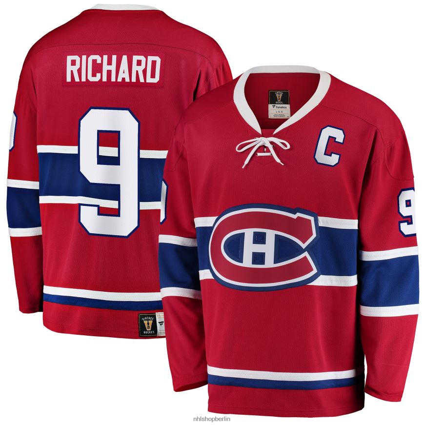 Männer NHL Montreal Canadiens Maurice Richard Fanatics gebrandetes rotes Premier Breakaway-Spielertrikot im Ruhestand Kleidung BF680T1518