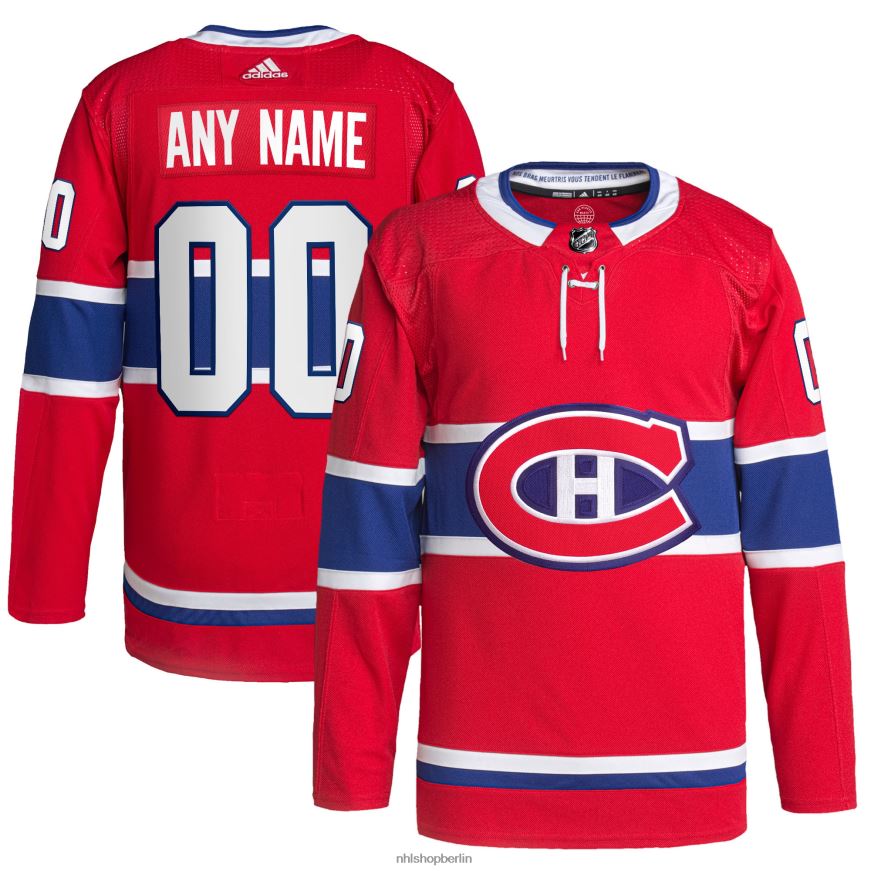 Männer NHL Montreal Canadiens adidas Red Home Primegreen Authentic Pro Custom Trikot Kleidung BF680T1951