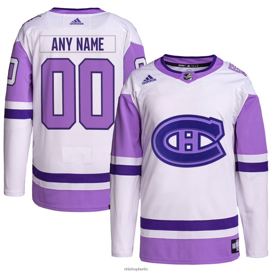 Männer NHL Montreal Canadiens adidas weiß/lila Hockey bekämpft Krebs Primegreen authentisches individuelles Trikot Kleidung BF680T2092