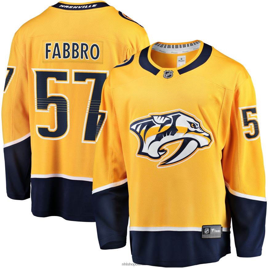 Männer NHL Nachbildung des goldenen Spielertrikots der Nashville Predators mit Dante Fabbro Fanatics-Logo Kleidung BF680T2343