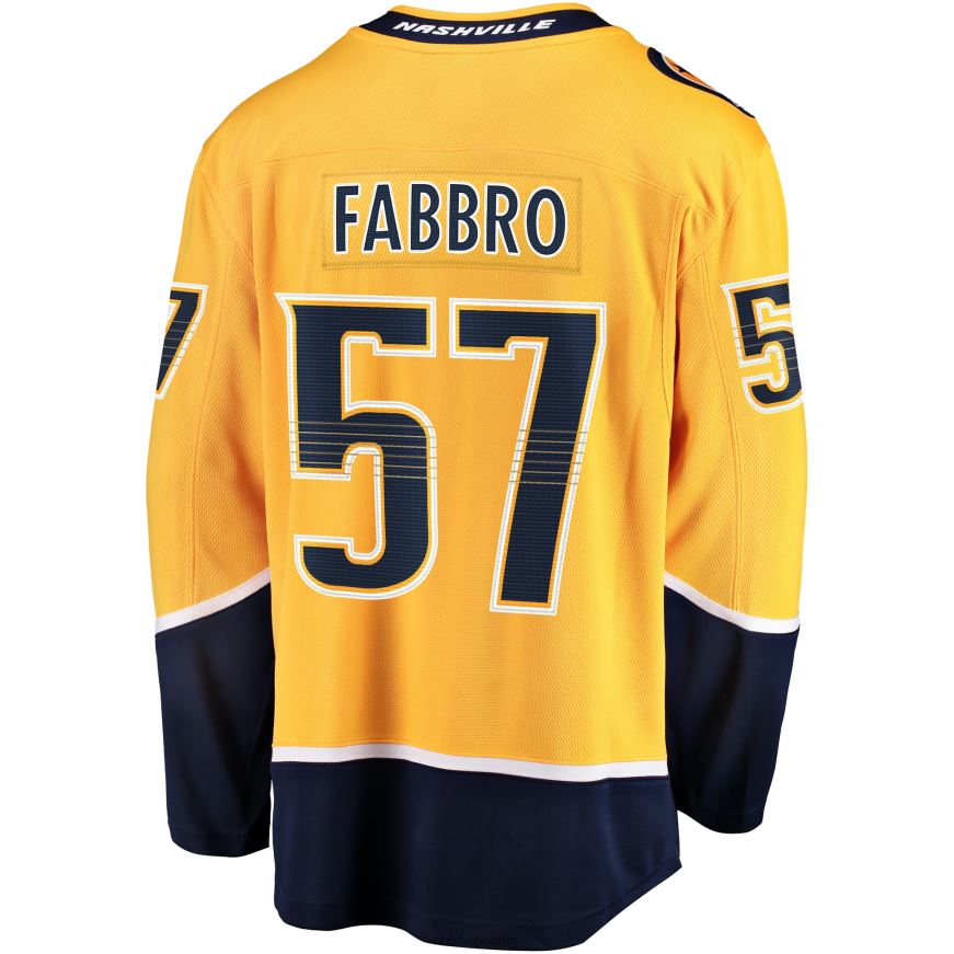 Männer NHL Nachbildung des goldenen Spielertrikots der Nashville Predators mit Dante Fabbro Fanatics-Logo Kleidung BF680T2343