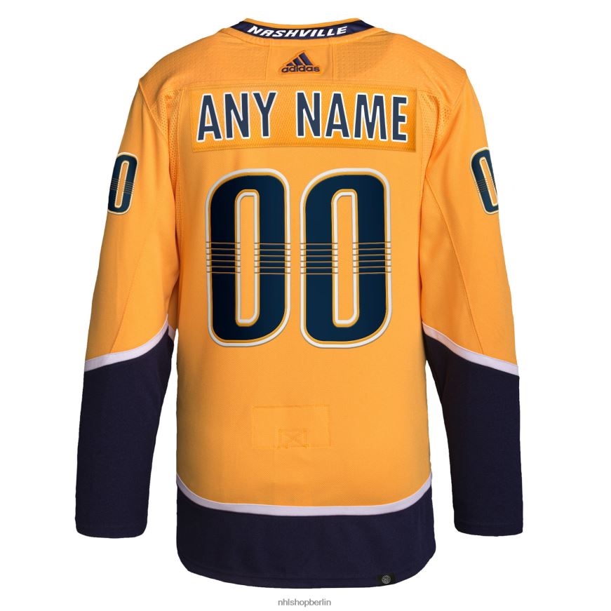 Männer NHL Nashville Predators adidas Gold Home Primegreen Authentic Pro Custom Trikot Kleidung BF680T1952