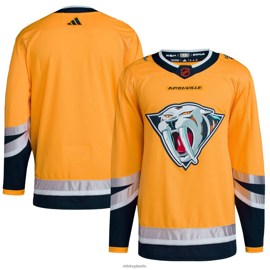 Männer NHL Nashville Predators adidas gelbes Reverse Retro 20 authentisches Blanko-Trikot Kleidung BF680T2412