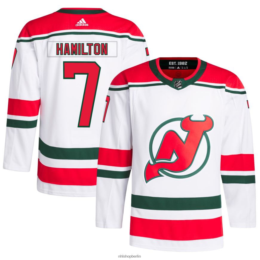 Männer NHL New Jersey Devils Dougie Hamilton adidas Weiß 2022/23 Heritage Primegreen authentisches Pro-Trikot Kleidung BF680T200