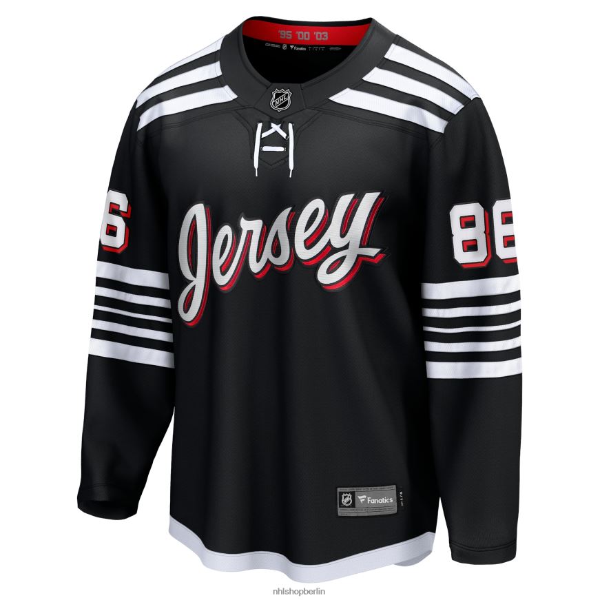 Männer NHL New Jersey Devils Jack Hughes Fanatics gebrandetes schwarzes Alternative-Premier-Breakaway-Spielertrikot Kleidung BF680T7