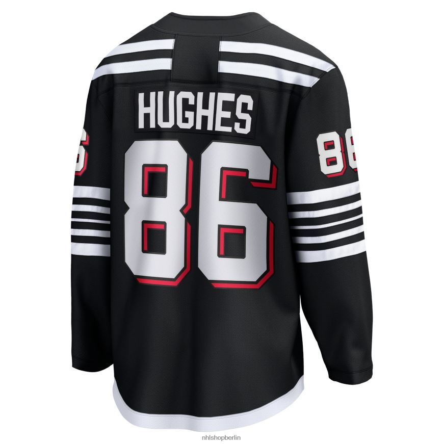 Männer NHL New Jersey Devils Jack Hughes Fanatics gebrandetes schwarzes Alternative-Premier-Breakaway-Spielertrikot Kleidung BF680T7