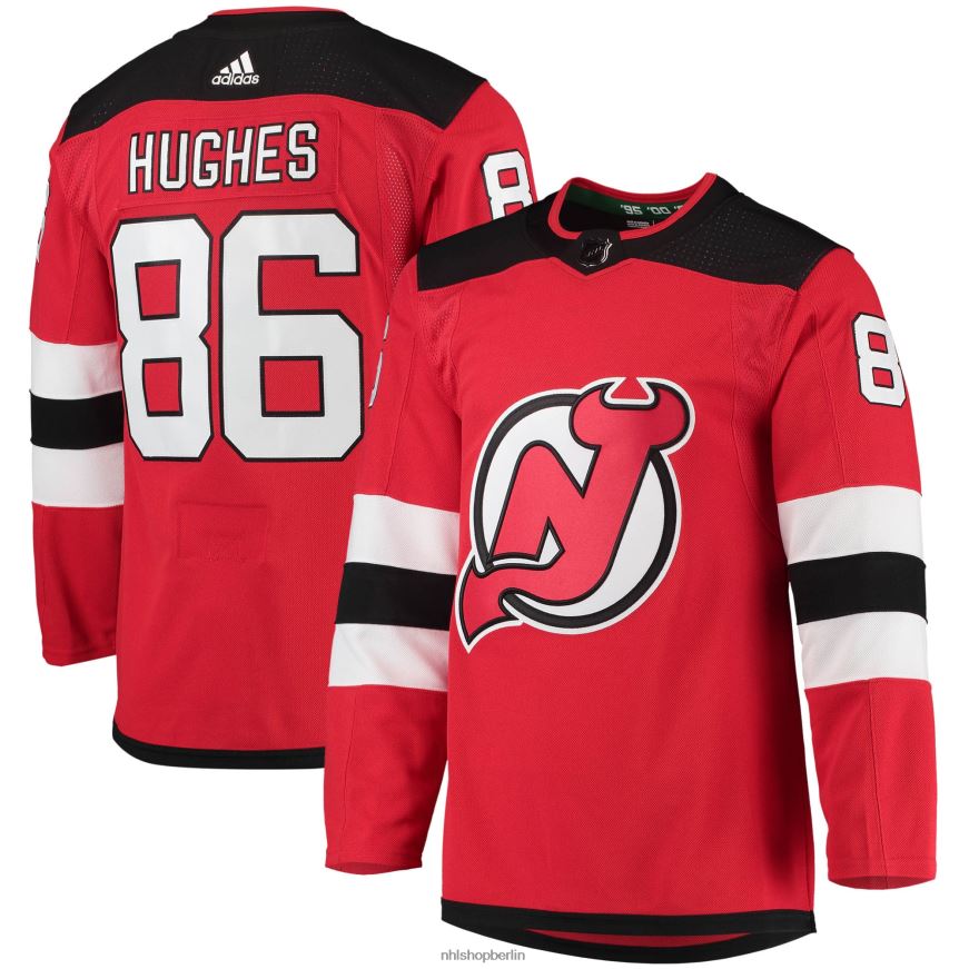 Männer NHL New Jersey Devils Jack Hughes adidas Red Home Primegreen Authentisches Pro-Spieler-Trikot Kleidung BF680T60